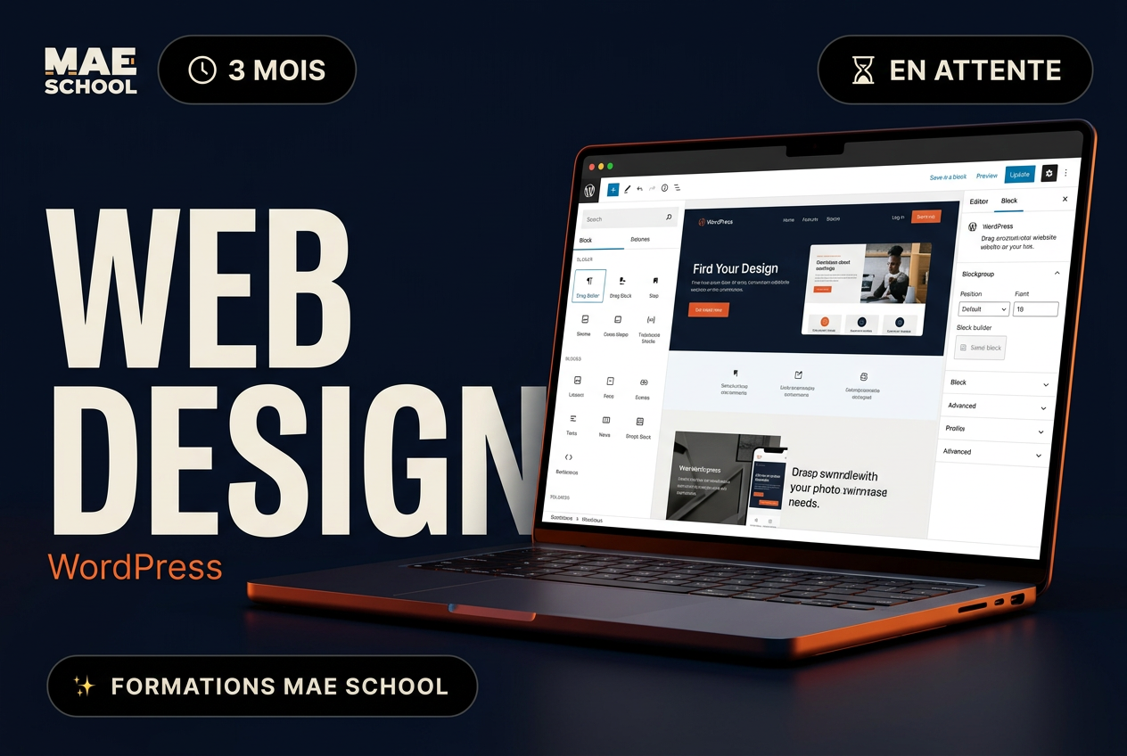 Aperçu de la formation Création de sites web avec WordPress proposée par MAE SCHOOL